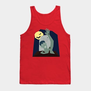 Halloween Zombie climbing out of grave Tank Top